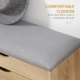 HOMCOM Entryway Shoe Bench with Cushion & Storage Cabinet – Hallway Seat, Natural