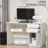 HOMCOM Computer Desk with 3 Drawers, High Gloss Finish & Legroom – Home Office Workstation, White