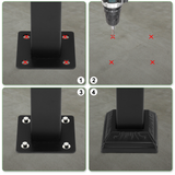 Wrought Iron Handrail for Outdoor Steps, Fits 1 to 3 Steps – Black Powder-Coated Rail with Installation Kit