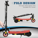 Folding Kids Electric Scooter with LED Headlight, Hand Brake & Adjustable Height – E-Scooter for Ages 7-14, Red