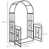 Outsunny Metal Garden Arch with Double Gate – Climbing Plant Arbour with Reinforced Frame, Dark Grey