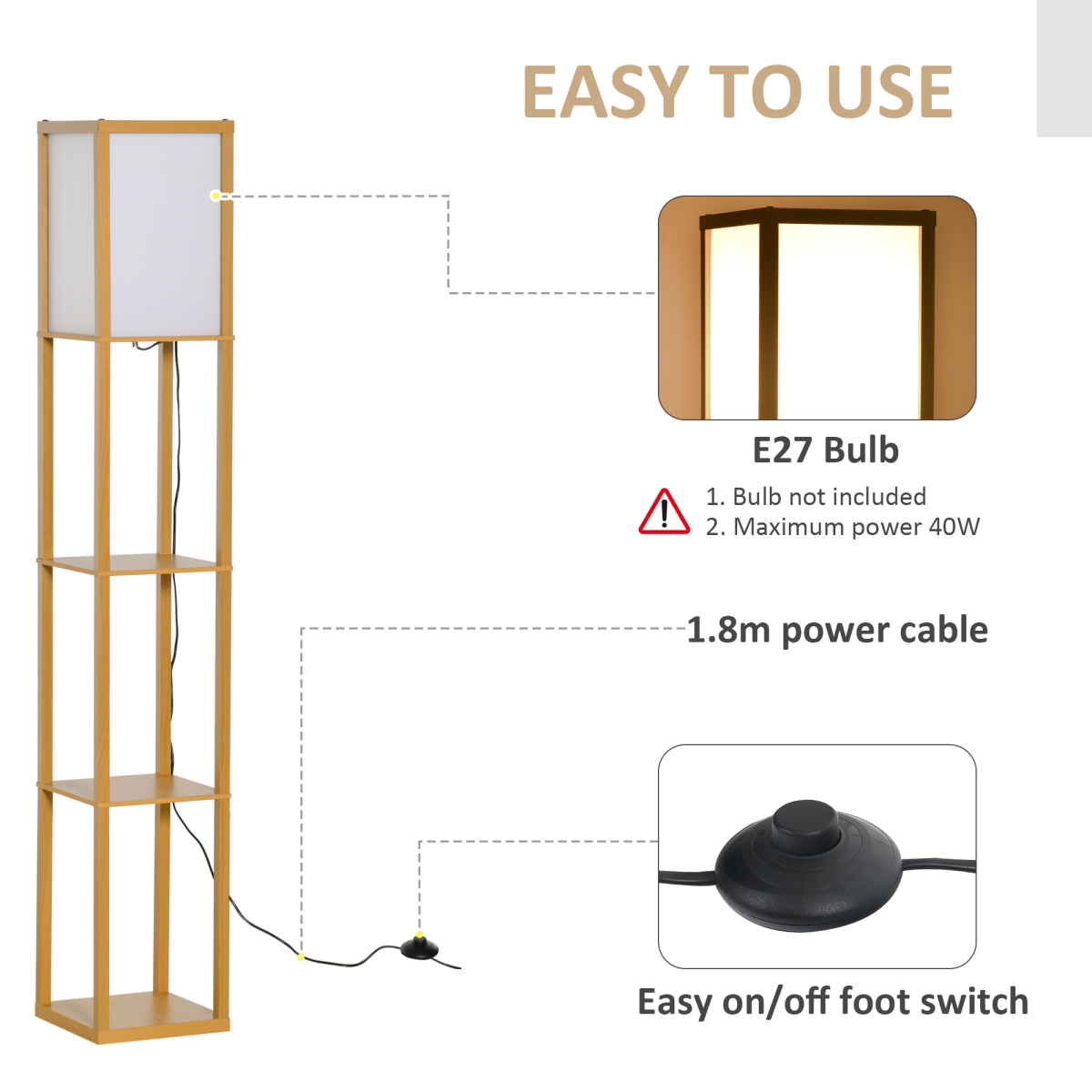 Storage Shelf Floor Lamp – Natural