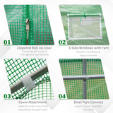 Walk-in Tunnel Greenhouse with 6 Windows & Zipped Roll-up Door – Steel Frame, 14.6 x 6.2 x 6.6ft, Deep Green