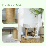 42cm Indoor Cat Tree Kitty Play Tower with Hanging Toy Balls & Jute Scratching Post – Soft Polyester Cover