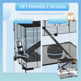 PawHut 3-Tier Hamster Cage with Deep Glass Base, Running Wheel, Food Bowl and Hut – 60 x 40 x 57cm