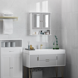 kleankin Wall-Mounted Mirror Cabinet with Double Mirrored Doors and Open Shelf – Bathroom Storage, Grey