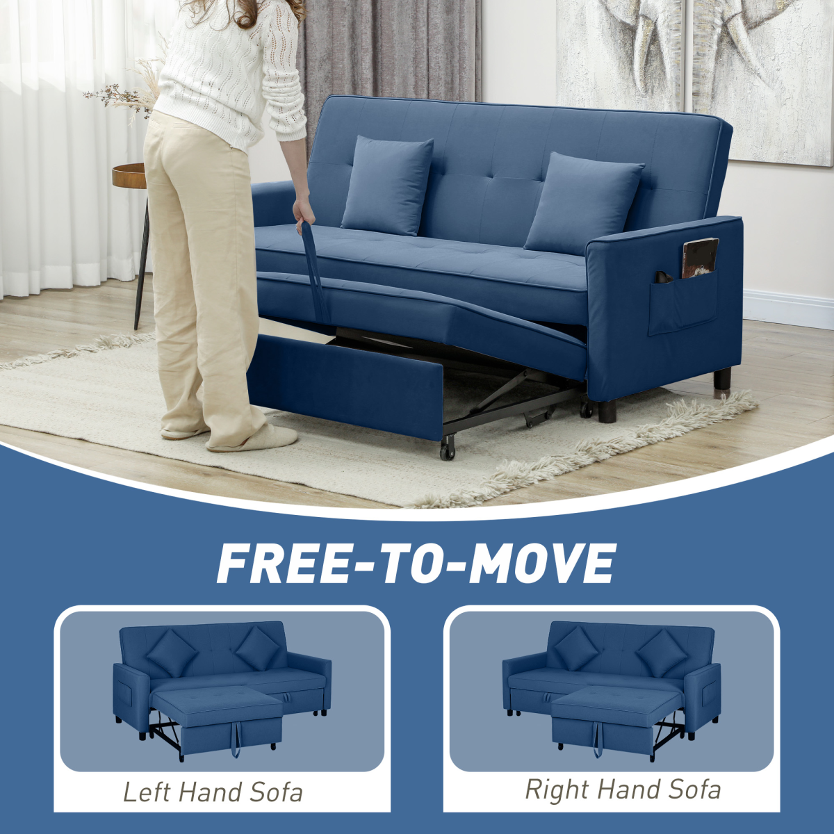 HOMCOM sofa bed adjustable backrest angles