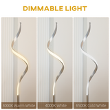 HOMCOM Spiral Floor Lamp for Living Room with 3 Adjustable Brightness, Silver
