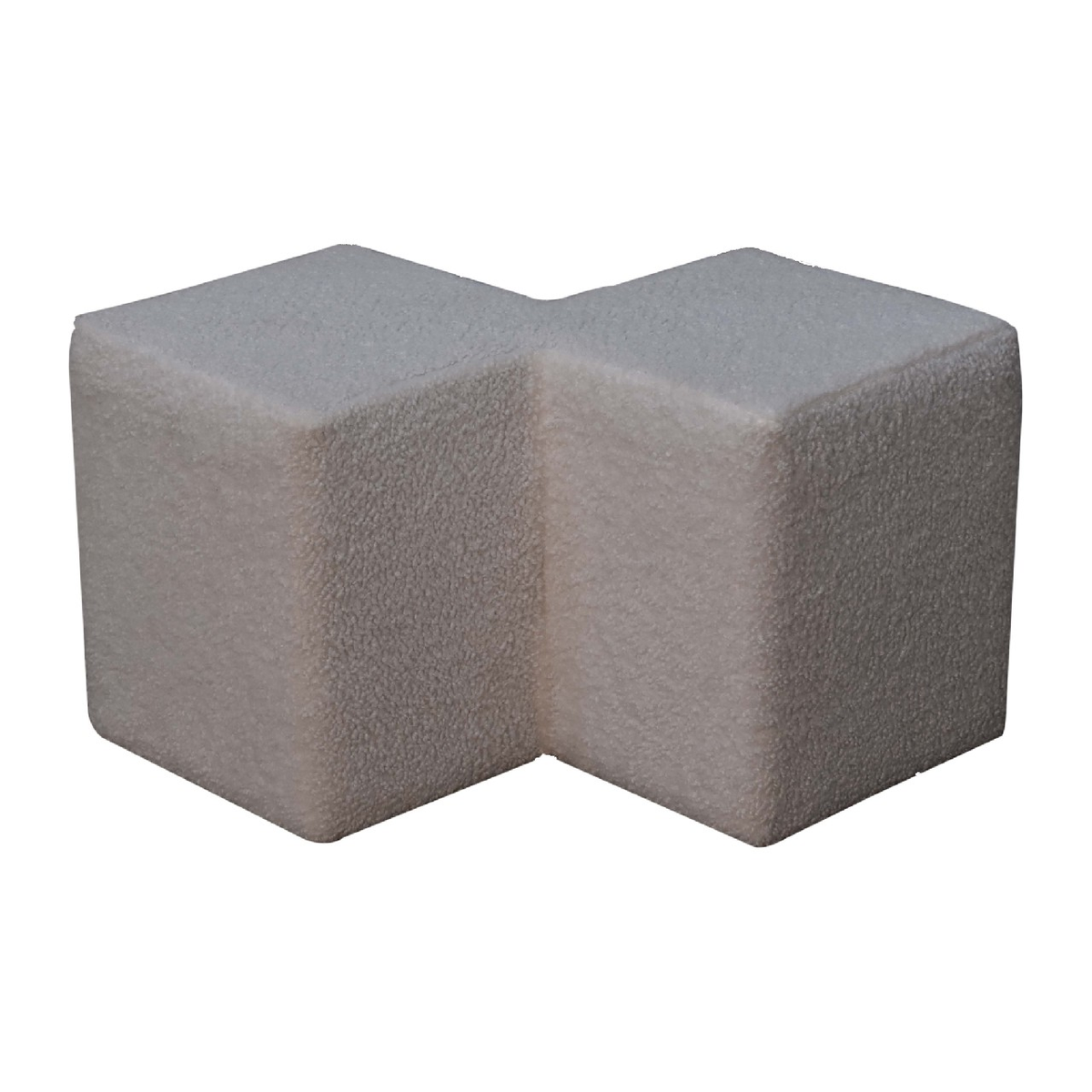 Artisan Furniture Twin Footstool in Solid Wood with White Boucle Upholstery – Seats Two, Contemporary, White