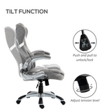 Vinsetto High Back Linen-Look Office Chair with Tilt, Lumbar Support & Flip-Up Arms – Grey