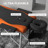 HOMCOM Portable Folding Massage Table with Face Rest & Carry Bag – Lightweight Aluminium, Orange