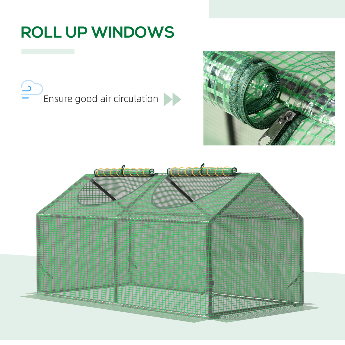 Outsunny Mini Greenhouse with Durable PE Cover and Zipped Roll-Up Windows – Garden Plant Growing Shelter, 119 x 60 x 60cm