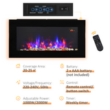 HOMCOM 1000W/2000W LED Electric Fireplace with Adaptive Heating, Remote Control & Timer