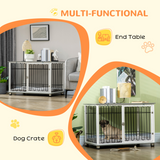 PawHut Dog Crate Furniture End Table with Washable Cushion and Lockable Door – Small to Medium Dogs