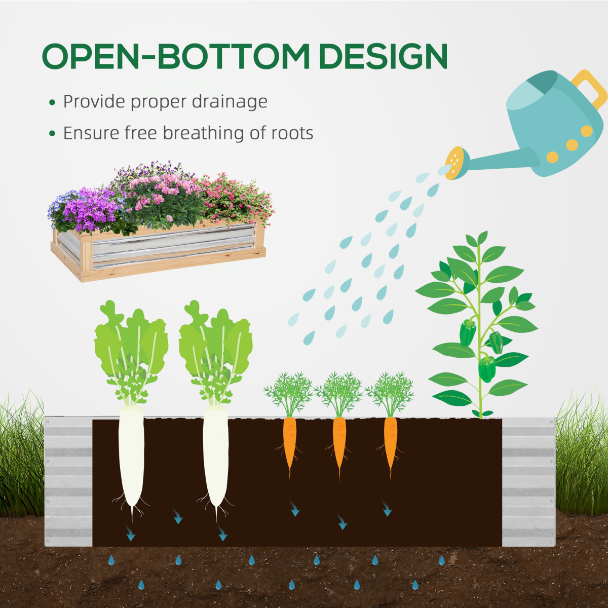 Outsunny Raised Garden Bed with Greenhouse Top, Polycarbonate Panels & Openable Roof – 122 x 61 x 81.7cm