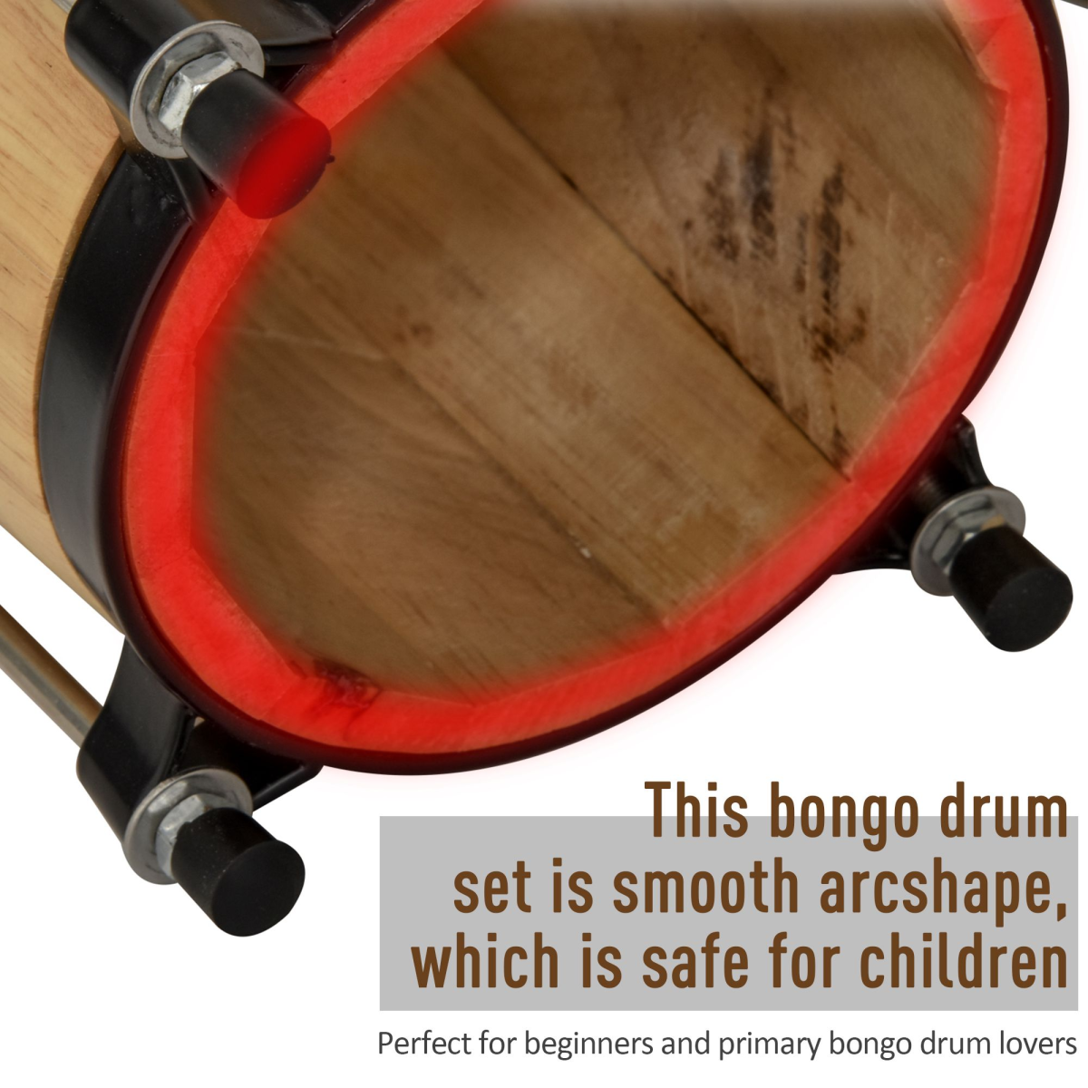 HOMCOM Wooden Bongo Drum Set, 7" & 7.75" Sheepskin Heads with Tuning Wrench & Bag – For Beginners & Professionals
