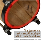 HOMCOM Wooden Bongo Drum Set, 7" & 7.75" Sheepskin Heads with Tuning Wrench & Bag – For Beginners & Professionals