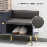 Hallway Shoe Bench with Enclosed Storage Cabinet & Padded Seat Cushion – Entryway Seating, Grey
