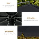 Outsunny 2.7m Cantilever Banana Parasol with Crank Handle & Cross Base – Garden Sun Shade, Black