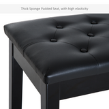 HOMCOM Duet Piano Stool with Storage & Tufted Faux Leather Seat – Solid Wood Keyboard Bench, Black