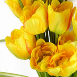 Artificial Yellow Tulip Stems, Pack of 6 – 80cm Fully Wired Silk Flowers, Three Blooms Each