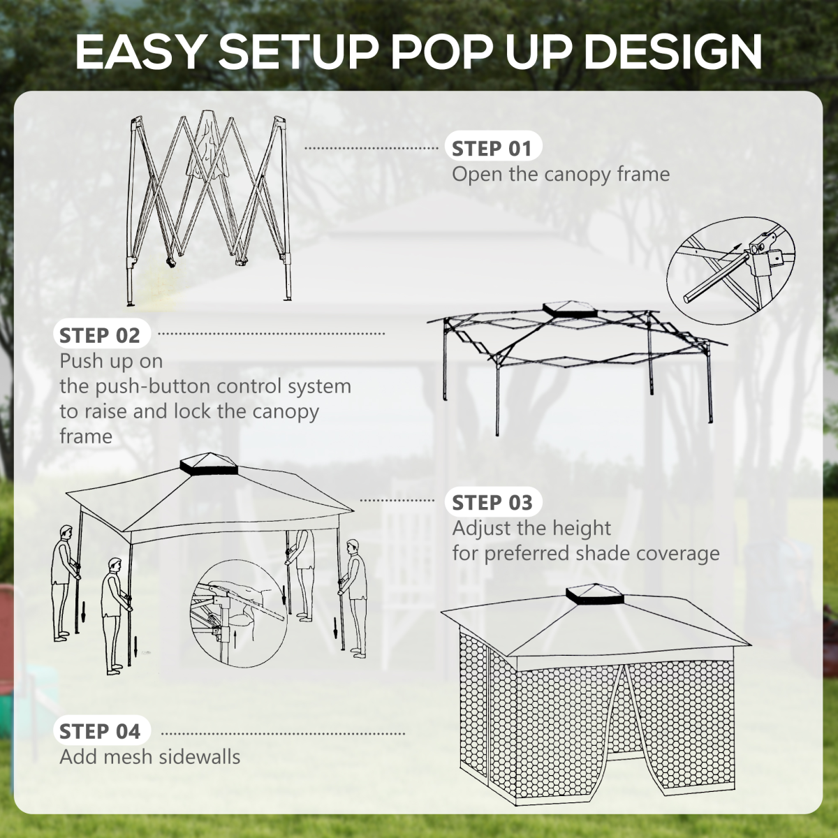 Outsunny 3.25x3.25m Heavy Duty Pop-Up Gazebo Party Tent with Net Curtains – Metal Frame, Cream White