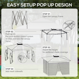 Outsunny 3.25x3.25m Heavy Duty Pop-Up Gazebo Party Tent with Net Curtains – Metal Frame, Cream White