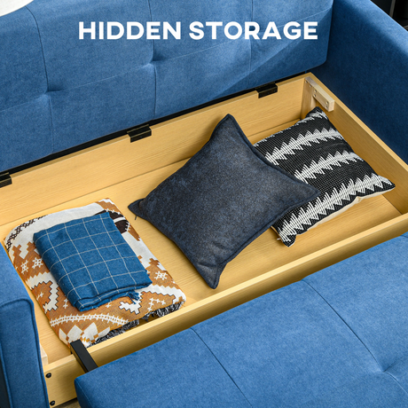 HOMCOM Blue Sofa Bed in living room setting