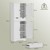 HOMCOM Tall Bathroom Cabinet with Drawer, 2 Doors and Adjustable Shelf – Slim Space-Saving Storage, White