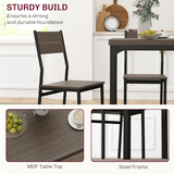 HOMCOM 3 Piece Compact Dining Table & 2 Chairs Set – Space-Saving Kitchen Dining, Grey Wood Grain