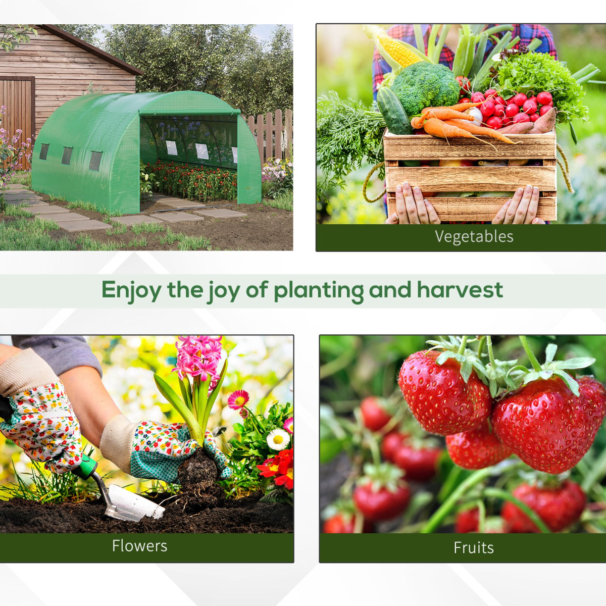 Walk-in Polytunnel Greenhouse with Zipped Door & Roll-up Windows – Galvanised Steel Frame, 300 x 397 x 200cm, Green