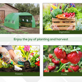 Walk-in Polytunnel Greenhouse with Zipped Door & Roll-up Windows – Galvanised Steel Frame, 300 x 397 x 200cm, Green