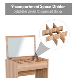 HOMCOM Dressing Table Set with Flip-Up Mirror and Padded Stool – Wood, Hidden Storage