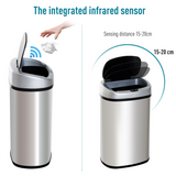 HOMCOM 30L Automatic Sensor Kitchen Bin with Lid – Hands-Free Infrared Motion Bin, Silver