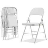 4pcs Foldable Steel & PVC Chairs with Padded Seat – Convention, Exhibition & Event Seating, White