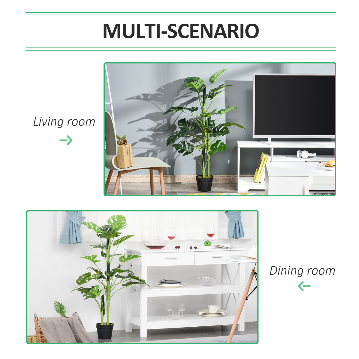Outsunny Artificial Monstera Tree with 21 Bendable Leaves and Pot – Indoor Outdoor Palm Plant, 1m