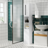 kleankin Tall Bathroom Tallboy Cabinet with Mirror & Shelves – Space-Saving Corner Storage