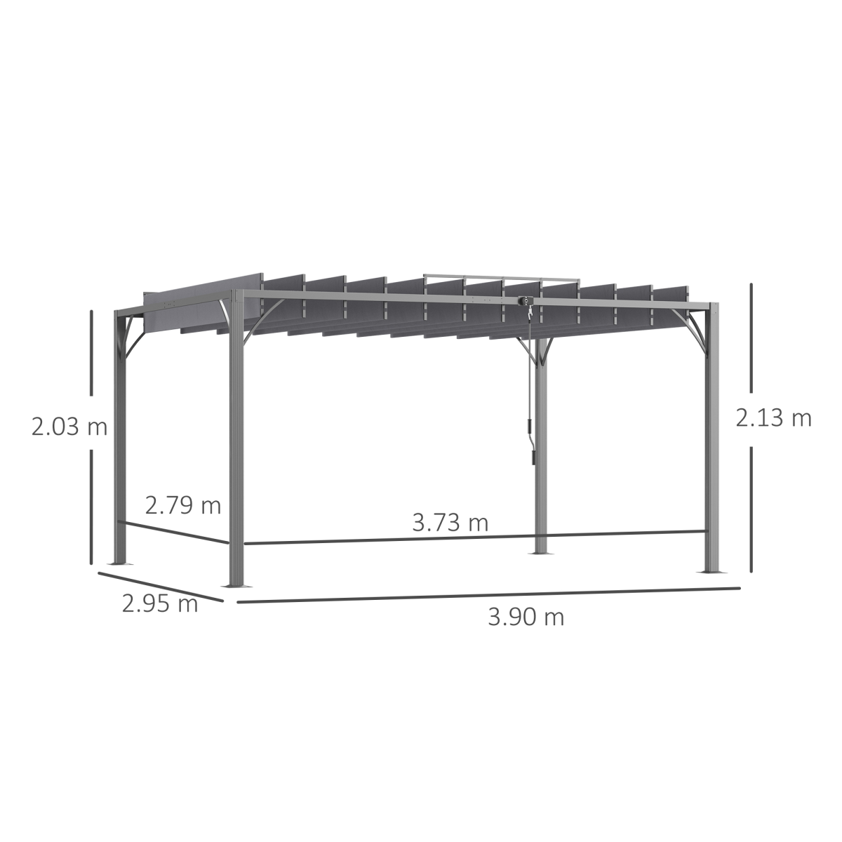 Outsunny 4 x 3m Metal Pergola with Retractable Louvred Roof – 135° Louvres, UV50+ Protection, Grey