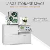 Wooden 4-Drawer Flip-Down Shoe Cabinet – Holds 16–24 Pairs, Slim Space-Saving Hallway Storage, White