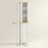 kleankin Slim Bathroom Storage Unit with Open Compartment and Adjustable Shelf – Narrow Cabinet, White