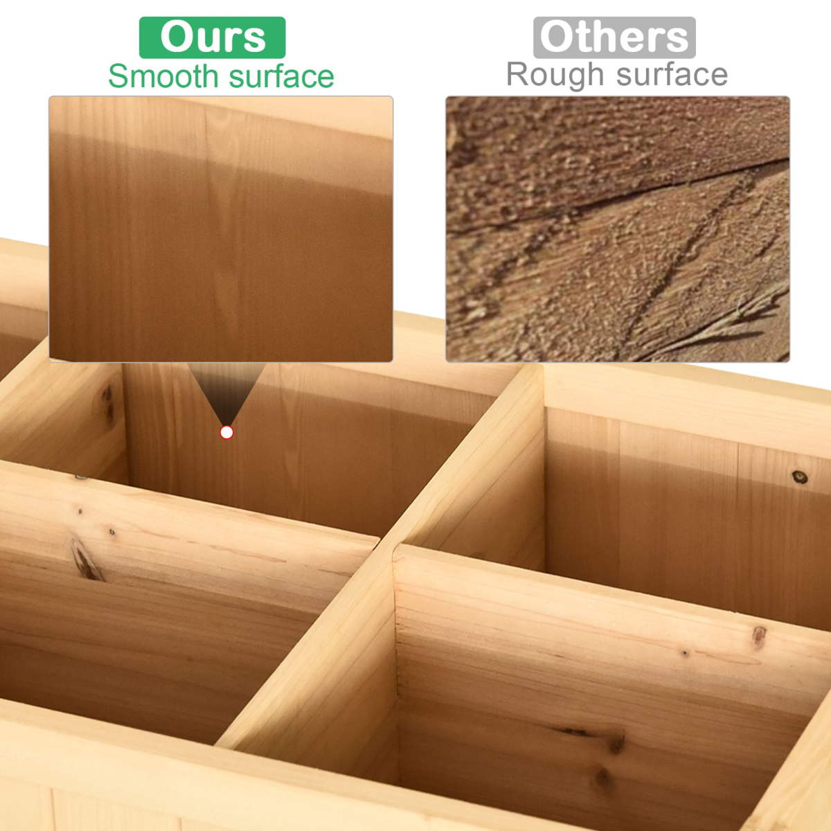 Outsunny Raised Wooden Planter with 8 Compartments & Storage Shelf – Fir Wood Garden Herb Bed, Oak Tone