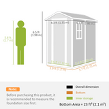 Outsunny Grey Weatherproof Tool Shed with Lock, Floor Panel & Vents – Garden Storage, 131 x 186 x 198cm