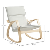 HOMCOM High Back Relax Rocking Chair with Padded Seat & Linen-Feel Fabric – Cream White