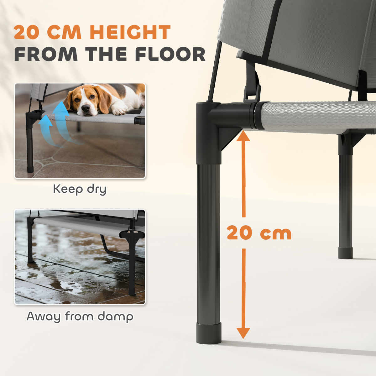 Elevated Dog Bed with Removable Three-Sided Canopy & Storage Bag – Breathable Pet House for Medium to Large Dogs