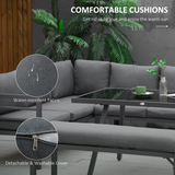 Close-up of the padded cushions on the Outsunny garden dining sofa set
