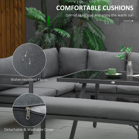 Close-up of the padded cushions on the Outsunny garden dining sofa set