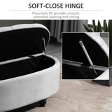 HOMCOM Semi-Circle Tufted Storage Ottoman Bench – Upholstered Footrest with Lift-Up Lid for Living Room