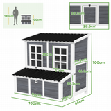 PawHut Wooden Chicken Coop with Nesting Box & Pull-Out Tray for 4-6 Chickens, 100 x 86 x 100cm, Light Grey