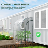Outsunny Walk-in Lean-to Wall Greenhouse, 143 x 118 x 212cm, with Zipped Doors – Plastic Cover, Steel Frame