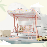 AIYAPLAY Kids Rainbow Canopy Swing Seat with Adjustable Sun Canopy & Safety Belts – Outdoor Garden Swing, Pink